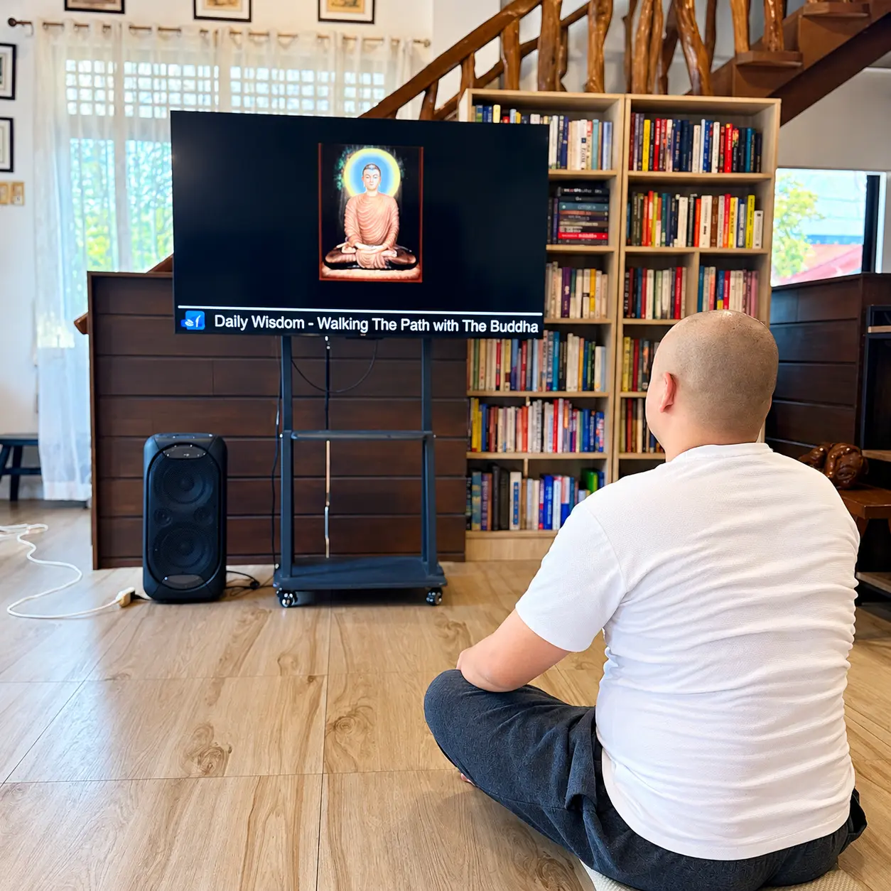 Chris Rice attending a streamed Daily Wisdom – Walking The Path with The Buddha class in Davao City, Philippines.