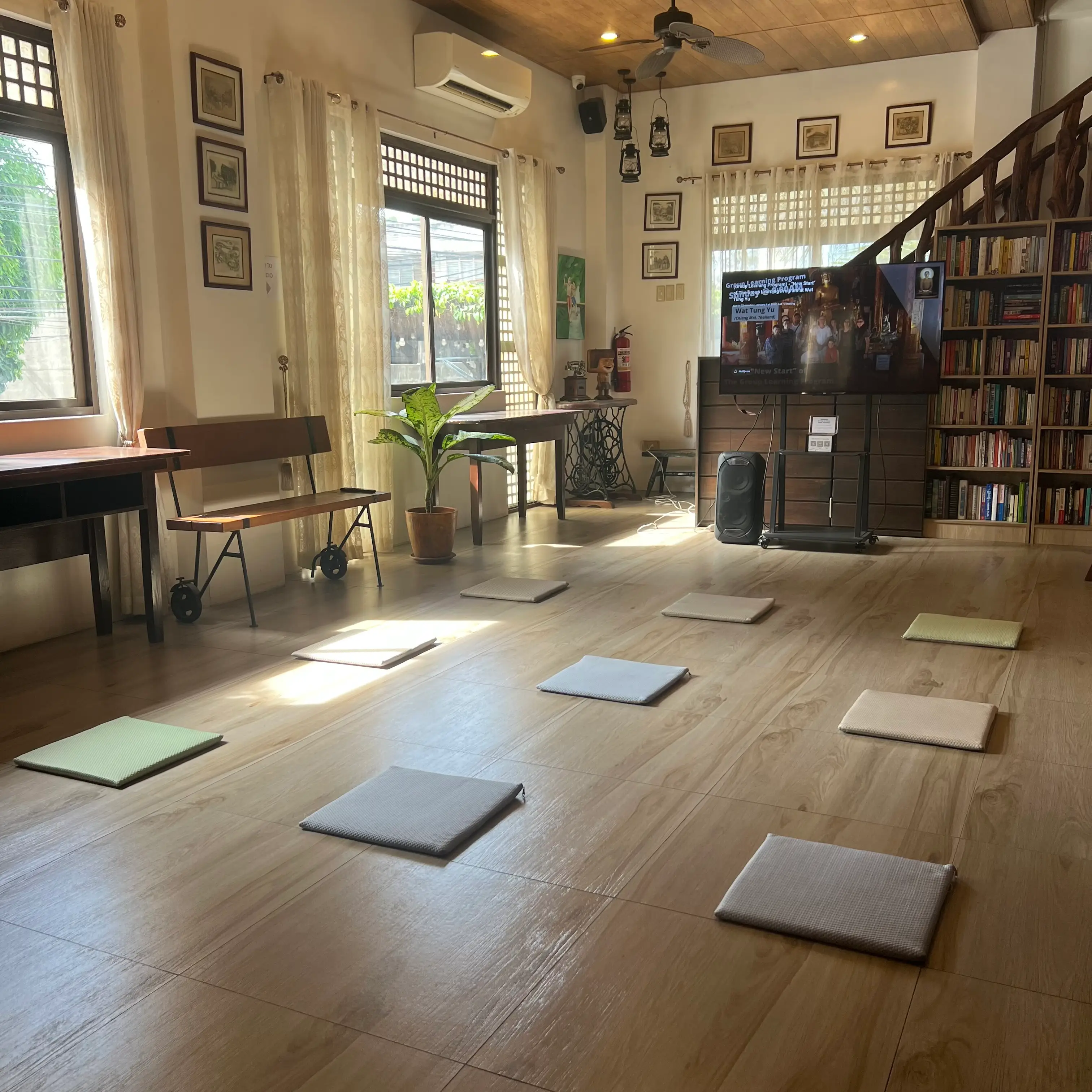 Meditation classroom prepared for a guided meditation gathering in Davao City