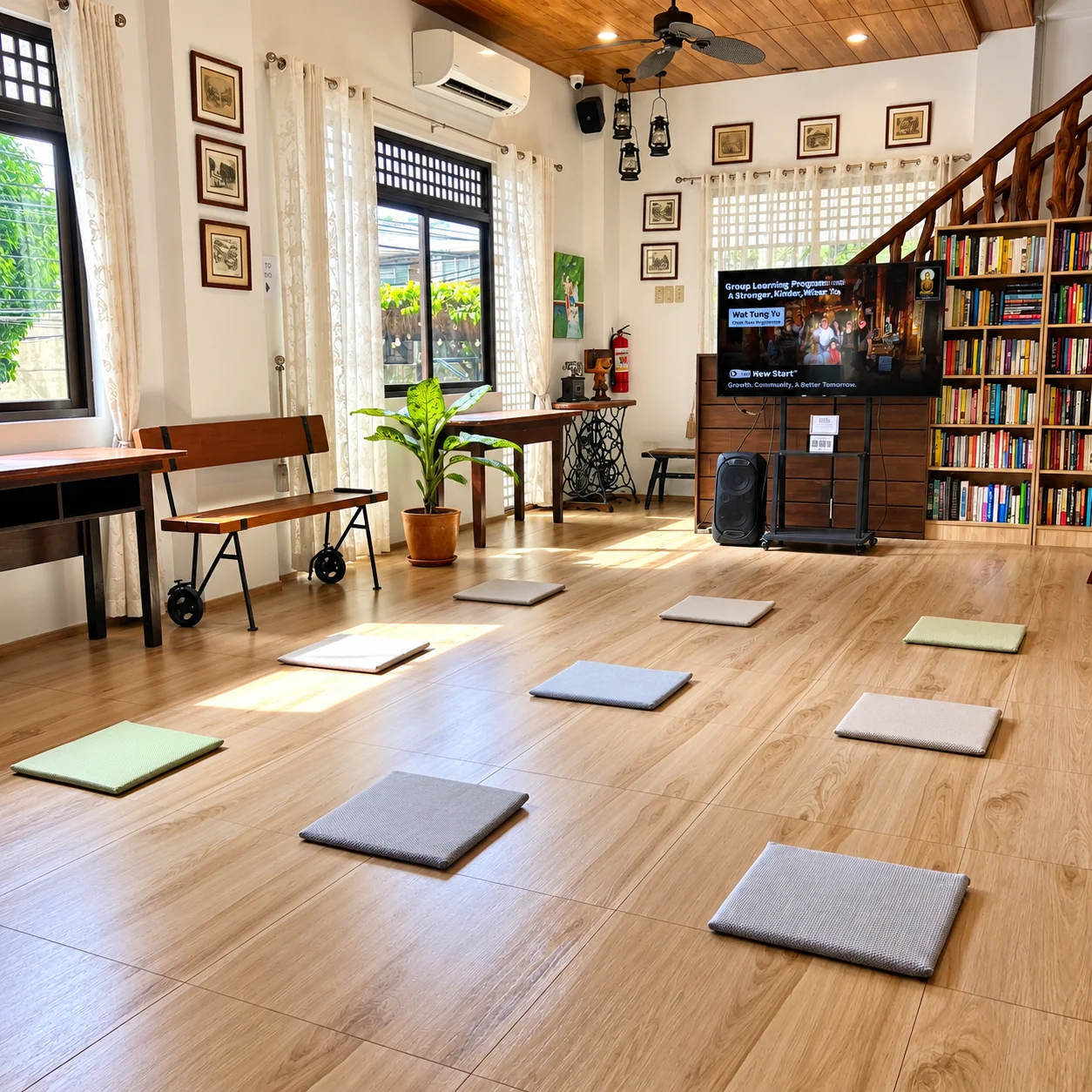 Meditation classroom prepared for a guided meditation gathering in Davao City
