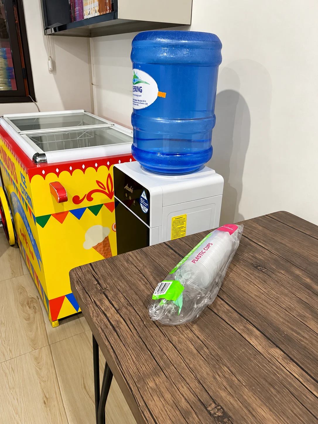 Water dispenser and cups available for students at the Meditation & Buddhist Study Community.